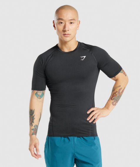 Men's Gymshark Element Baselayer T-Shirts Black | CA 3N0157